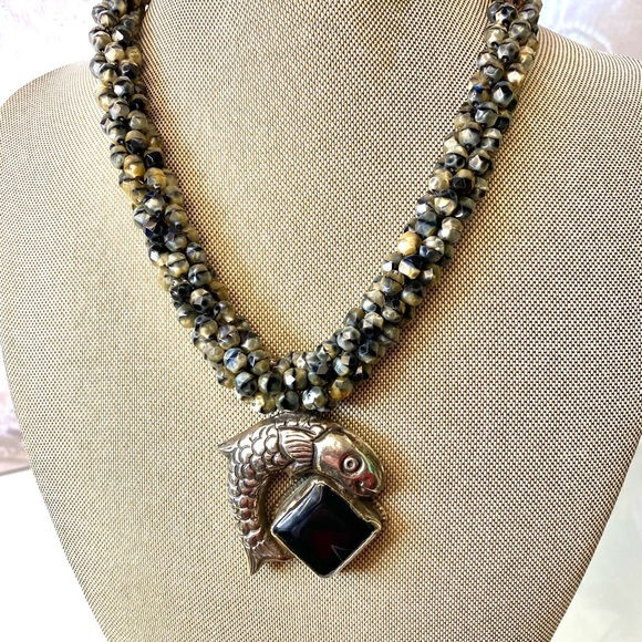 Catherine Hysell Jewelry - Designer Catherine Hysell choker beaded necklace and pendant